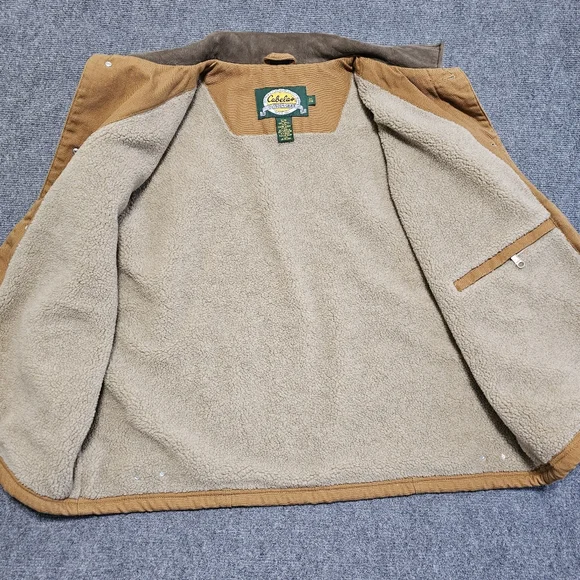Vintage 90s Cabelas Sherpa Lined Vest Size XL Canvas Duck Canvas NUBUCK Trim WOW - Picture 8 of 14